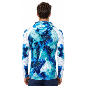 Sudadera con Capucha para Pesca, Manga Larga, Protección UV UPF 50, Camisa Deportiva para Hombre con Diseño Estampado Azul y Blanco - Product Image 4