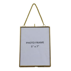 Cadre photo suspendu au design thème or, cadre photo multi-faces, combinaison métal et verre - Product Image 1