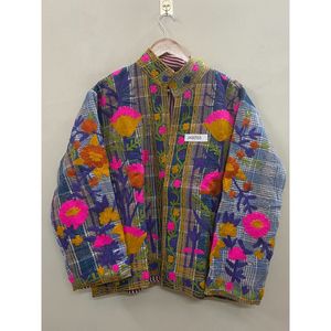 Handmade 100% Cotton kantha Embroidered <b>Jacket</b> <b>for</b> <b>Women</b> one-of-kind Full Sleeve Floral Pattern Spring Bohemian Style Coat - Product Image 1