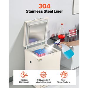 Congelatore da laboratorio a temperatura ultra-bassa da 58 L, intervallo regolabile 40-123F, display digitale, acciaio inossidabile 304 - Product Image 5