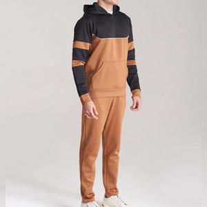 Survêtement à capuche pour homme, color-block, coupe droite, longueur intégrale, décontracté, respirant, polyester et coton, poches latérales - Product Image 3
