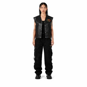 Oversized Boxy Women's Sheep MC Vest Custom Cyber <b>Gothic</b> Side Lace Biker Motorcycle <b>Jacket</b> OEM Winter Streetwear Outerwear - Product Image 1