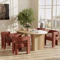 Elegance Table à manger extensible en MDF solide avec dossier en tissu rembourré Chaises de salle à manger pour les vacances 4 personnes