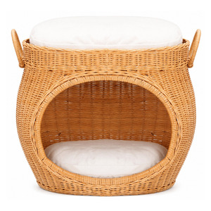 Maison pour chat en bois pour extérieur/intérieur, lit circulaire en rotin pour animaux de compagnie, prix bas, lits pour chien faits à la main - Product Image 5