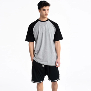 Ensemble décontracté d'été pour homme : T-shirt et short en coton personnalisé, séchage rapide, motif uni, tissu tricoté - Product Image 5