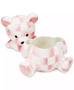 Barattolo di biscotti in ceramica con orso a quadri rosei | MacKenzie-Childs - Product Image 2