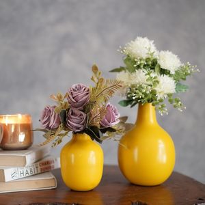 Metal Bright Yellow Powder Coated Flower Pot and <b>Vase</b> for Home Decor Indoor Outdoor Living Room Durable Available At Best - Product Image 1