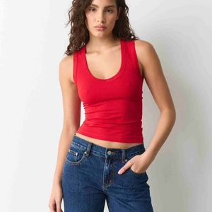 Top Deportivo Corto para Mujer, Cuello Redondo, 100% Algodón, Jersey de Gimnasio, Absorbe la Humedad, Ligero, Camiseta sin Mangas con Cuello Redondo - Product Image 1