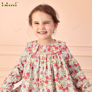 Robe florale brodée imprimée ODM 100% coton coupe trapèze mini décontractée automne écologique respirante certifiée OEKO-TEX pour fille - Product Image 6