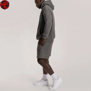 Conjunto de Sudadera con Capucha y Pantalones Cortos de Alta Calidad para Hombre, Estilo Urbano, Corte Holgado, Personalizado, de Dos Piezas, Sudadera con Capucha y Pantalones Cortos de Felpa - Product Image 3