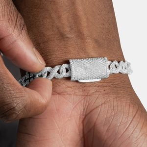 Pulsera de Eslabones Cubanos de Plata de Ley 925 de 8 mm y 7.5 Pulgadas con Diamantes Naturales de Calidad VVS1, Estilo Hip Hop, Personalizada y Certificada - Product Image 4