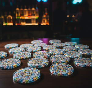 Sous-verre en verre mosaïque classique peint à la main, résistant à la chaleur et antidérapant pour la décoration de la maison, les bars et les cafés - Product Image 1