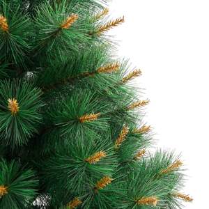 Sapin de Noël Artificiel Articulé 59 pouces Vert et Jaune en PVC avec Décoration de Fête Élégante en Métal - Product Image 5