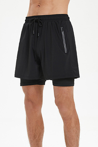Shorts de sport pour homme sur mesure avec doublure de compression, respirants, séchage rapide, écologiques, longueur genou, taille mi-haute avec cordon de serrage - Product Image 4