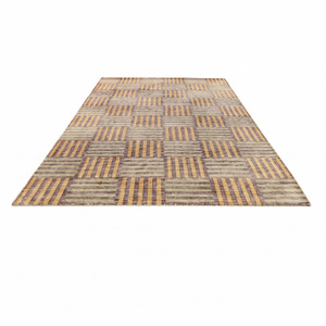 พรมลายสาน DECORDEC สีเหลืองมัสตาร์ด สีม่วงมะกอก ทำจากขนสัตว์ กันลื่น เป็นมิตรกับสิ่งแวดล้อม ลายเรขาคณิต สำหรับห้องนั่งเล่น - Product Image 2
