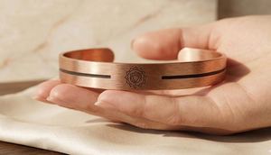 Brazalete de Cobre Puro Hecho a Mano, Brazalete Plano de Metal Sólido, Artesanía en Cobre, Grabado Láser, Joyería de Yoga y Sanación para Hombres y Mujeres, OEM - Product Image 2