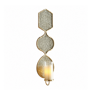 Aplique de Pared Decorativo de Lujo, Acabado en Latón Antiguo, Portavelas de Vidrio, Elegante Decoración de Pared Hecha a Mano para Sala de Estar - Product Image 1