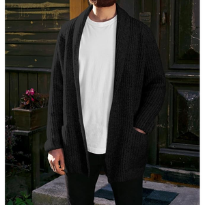 Custom <b>Men's</b> Old Money Style 100% Cotton Knitted <b>Cardigan</b> Casual Lightweight V-Neck Summer Sweater - Product Image 1