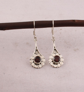 Wholesale Shree Jaipur <b>Silver</b> 925 Sterling <b>Silver</b> Lapis Lazuli Bezel Setting <b>Dangle</b> <b>Earrings</b> Vintage Handcrafted Flower Petal - Product Image 6