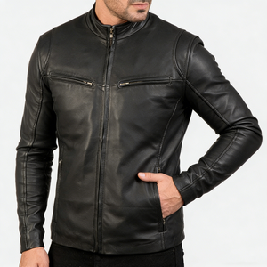 New Design <b>Genuine</b> <b>Leather</b> <b>Jacket</b> <b>Men</b> Trendy Streetwear Fashion Outerwear Soft Comfortable Stand Waterproof Front Windproof - Product Image 4