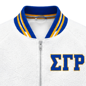 Chaqueta Bomber Reversible Sigma Gamma Rho para Mujer, Chaqueta de Invierno Cálida de Forro Polar Sherpa Personalizada, Chaqueta Casual de Doble Cara de la Hermandad Griega - Product Image 3