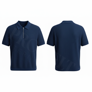Chemise respirante à séchage rapide de qualité supérieure avec fermeture éclair sur le devant, en coton tricoté élégant à manches courtes, décontractée, confortable, imprimée et personnalisable - Product Image 5