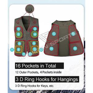 Chaleco de Senderismo para Hombre, Chaleco Multibolsillos, Transpirable, para Caza y Pesca, Chaqueta Deportiva Ligera para Exteriores - Product Image 6