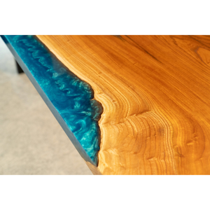 Table de luxe moderne en bois naturel et résine époxy pour bureau à domicile, restaurant, hall d'hôtel, meubles en résine époxy cristalline - Product Image 3