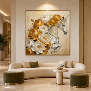 Peinture sur miroir de chevaux au galop peinte à la main de qualité supérieure, décoration murale moderne pour la maison, artisanat, cadre photo en provenance du Vietnam - Product Image 6