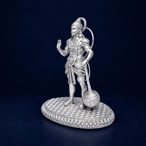 พระฮันมูนชุบเงิน 999 จาก Jaipur Metals |   รูปปั้นทองเหลืองแท้ 100% |   โฮมออฟฟิศและของขวัญวันเกิด |   7.5x5x12ซม. |   138 กรัม - Product Image 5