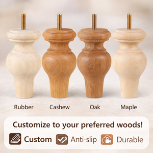 <b>Small</b> Solid Wood Traditional Heavy Duty Furniture Leg Mini Turned Sofa Cabinet Custom Furniture Parts with Easy Installation - Product Image 3