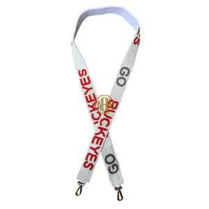 Go Buckeyes Red White Beaded Embroidered Purse <b>Strap</b> Gold Clasp Handbag <b>Replacement</b> <b>Strap</b> OEM Production - Product Image 4