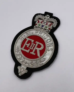 High Quality Custom Design Luxury Woven Felt Fabric Handmade Bullion Wire Embroidery Safety <b>Pin</b> Badges Custom Colors Custom Logo - Product Image 3