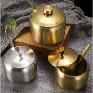 Nordic Stainless Steel Seasoning <b>Jar</b> <b>Set</b> Luxury <b>Spice</b> Sugar Bowl Metal Condiment Storage Container Pot Spoon <b>Jars</b> For Home <b>Jars</b> - Product Image 1
