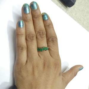 แหวนเงินแท้ 925 ชุบทอง ประดับเพชรและมรกต สำหรับทุกเพศทุกวัย สั่งซื้อขั้นต่ำน้อย สไตล์โบราณ - Product Image 2