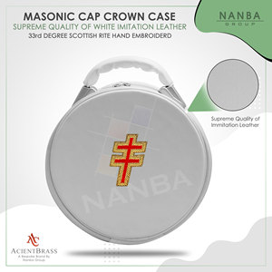 Estuche para Gorra Masónica del Rito Escocés de 33.º Grado, Color Blanco, con Cierre de Cremallera, Ligero, de Imitación de Cuero Negro, para Regalia Masónica - Product Image 4
