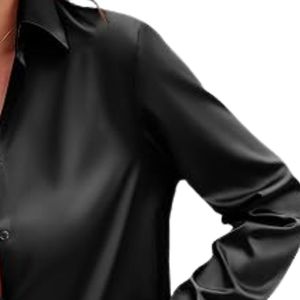 Ladies Satin Leopard Blouse Soft Silky Button Front Shirt <b>Long</b> Sleeve Relaxed Fit Elegant Casual <b>Top</b> Custom Wholesale <b>Women</b> - Product Image 5