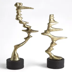 Luxury Handmade Metal Sculpture Artistic Decorative Accent for Living Room TablesGold Plated Aluminium Single <b>Side</b> Abstract - Product Image 4