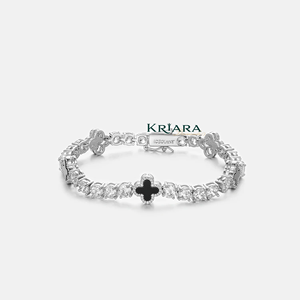 Men's S925 <b>Silver</b> Moissanite Tennis <b>Bracelet</b> Round Brilliant Cut <b>Cross</b> Design Rhodium Plated Luxury Jewelry - Product Image 3