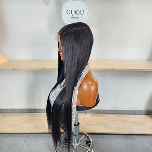 Perruque sans colle 100% vietnamienne de luxe, 30 pouces, personnalisée, densité 200, closure super double drawn, ultra-lisse, en promotion - Product Image 1