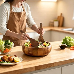 Tazón de Madera Sólida Premium, Desechable y Ecológico, para Servir en el Hogar y la Cocina, Tazón para Mezclar Ensaladas, Hecho a Mano para Restaurantes, Hoteles y Servicios de Catering - Product Image 4