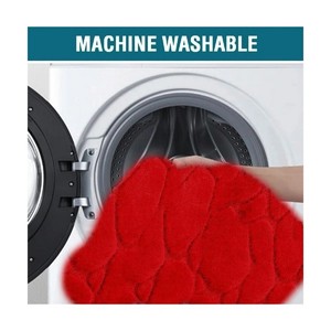 Tapis de bain rectangulaire en microfibre rouge, réversible, lavable en machine, 1 pièce, avec dos antidérapant en caoutchouc, motif spirale gaufré, style moderne - Product Image 5