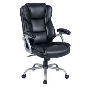 Chaise de bureau exécutive ergonomique noire avec dossier profilé, hauteur et inclinaison réglables pour le bureau à domicile - Product Image 1