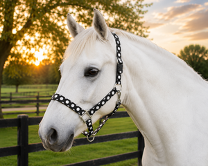 Cabestro de Nailon para Caballo con Puntos Blancos y Negros, Diseño Acolchado para Uso Ecuestre - Product Image 5