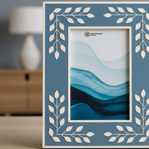 Cadre photo décoratif en os bleu incrusté, design artisanal fait main - Product Image 3