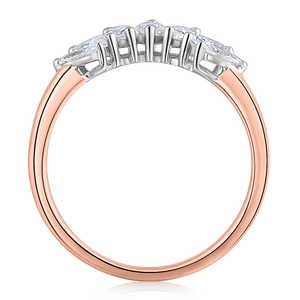 Bague de fiançailles et alliance de luxe incurvée en or 14K plaqué rhodium avec diamant de laboratoire taille marquise, pour empilage et anniversaire - Product Image 3