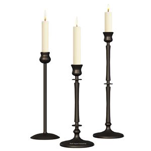 Lot de 3 bougeoirs coniques en aluminium noir pour mariage à domicile et événements de Noël-Décoration d'éclairage de table écologique - Product Image 3