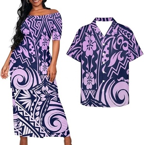 Conjunto de Ropa con Estampado Étnico Polinesio para Parejas, Trajes a Juego con Diseño Personalizado, Puletasi - Product Image 3