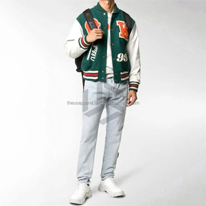 High Quality Custom Letterman <b>Jacket</b> Wool Body <b>Leather</b> Sleeves with Chenille Embroidery XL Size Varsity <b>Jackets</b> for <b>Winter</b> - Product Image 3