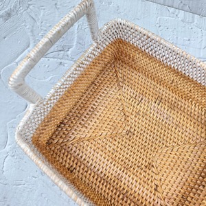 <b>Square</b> Two-Tone Rattan Decorative Serving <b>Storage</b> Handmade Eco-Friendly Natural Rattan <b>Storage</b> <b>Baskets</b> Modern Multifunction - Product Image 4
